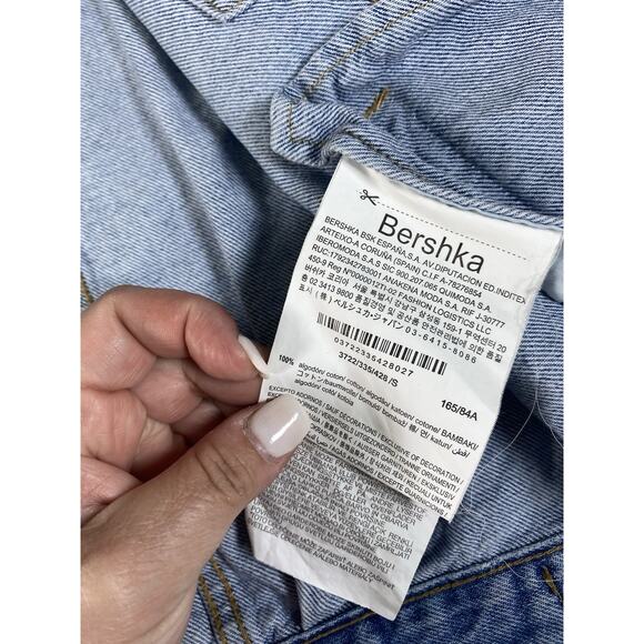 Ladies Bershka Denim Jean Jacket Mid Blue Size Small - Picture 5 of 13